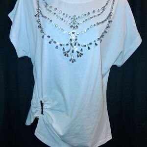 Chic Embellished Short Sleeve Top